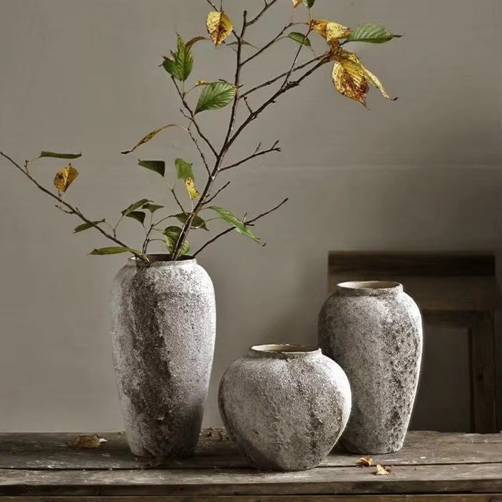 Rustic Textured Ceramic Vase Set
