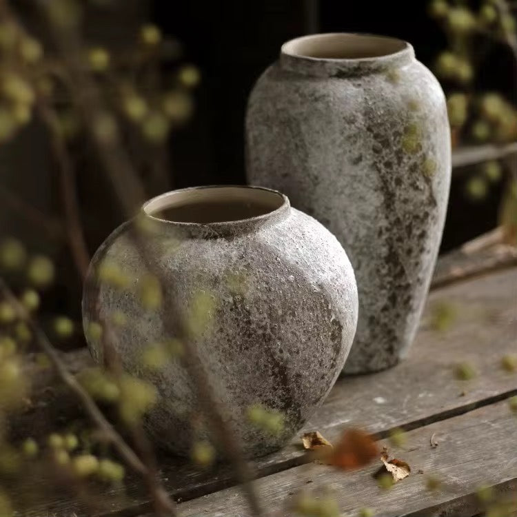 Rustic Textured Ceramic Vase Set