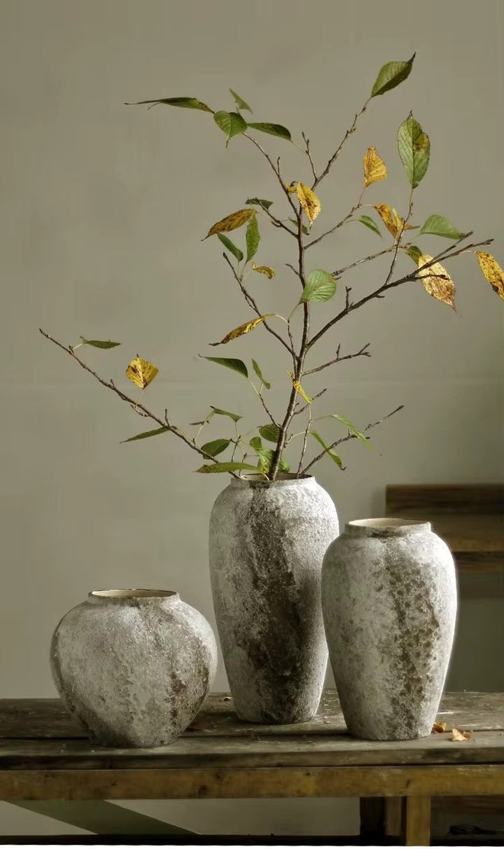 Rustic Textured Ceramic Vase Set