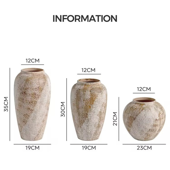 Rustic Textured Ceramic Vase Set