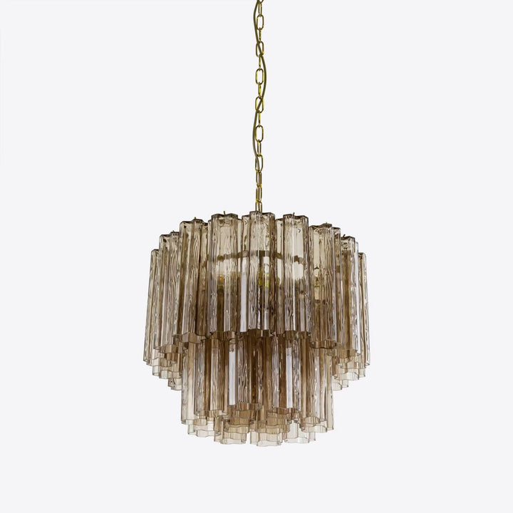 Modern Amber Glass Tiered Chandelier
