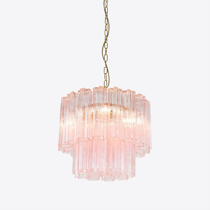 Modern Amber Glass Tiered Chandelier