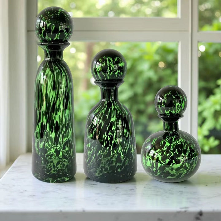 Glass Marble shape-Patterned Decorative Glass Bottle Set