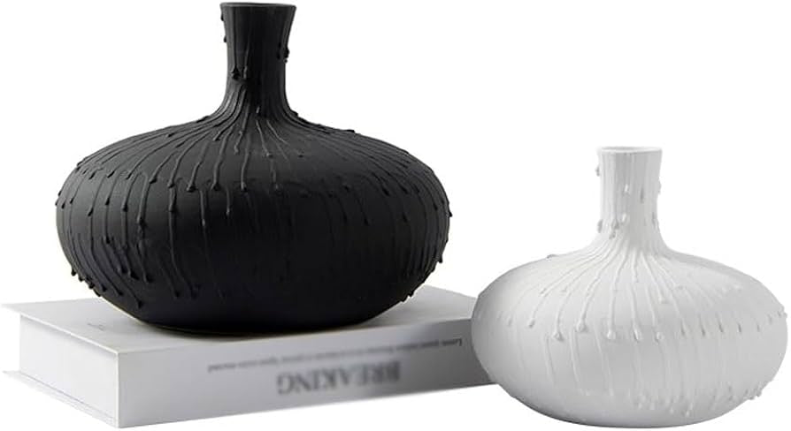 Minimalist Ceramic Vase Set of 2 “ Black & White
