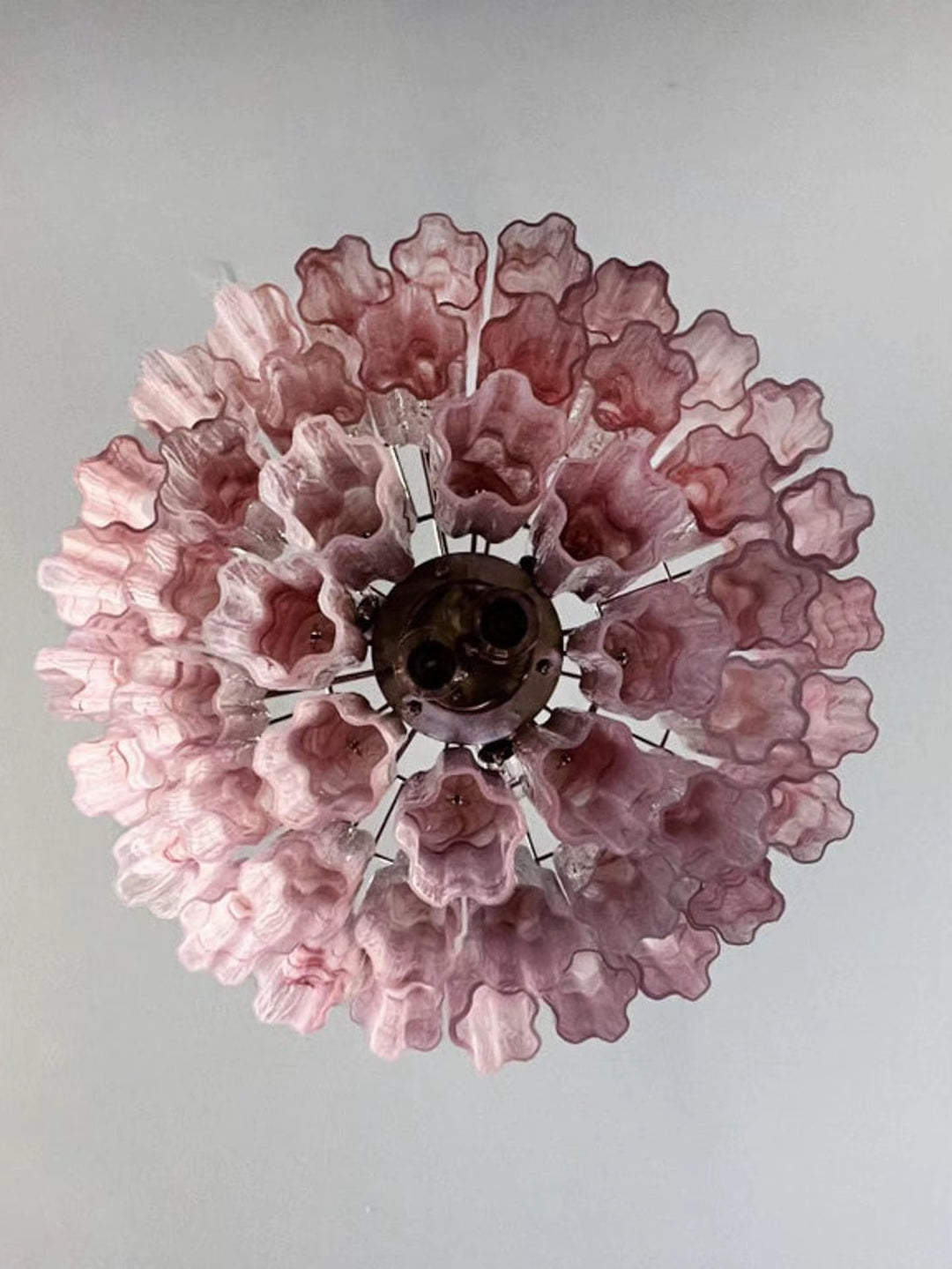 Blush Pink Murano Glass Tiered Chandelier