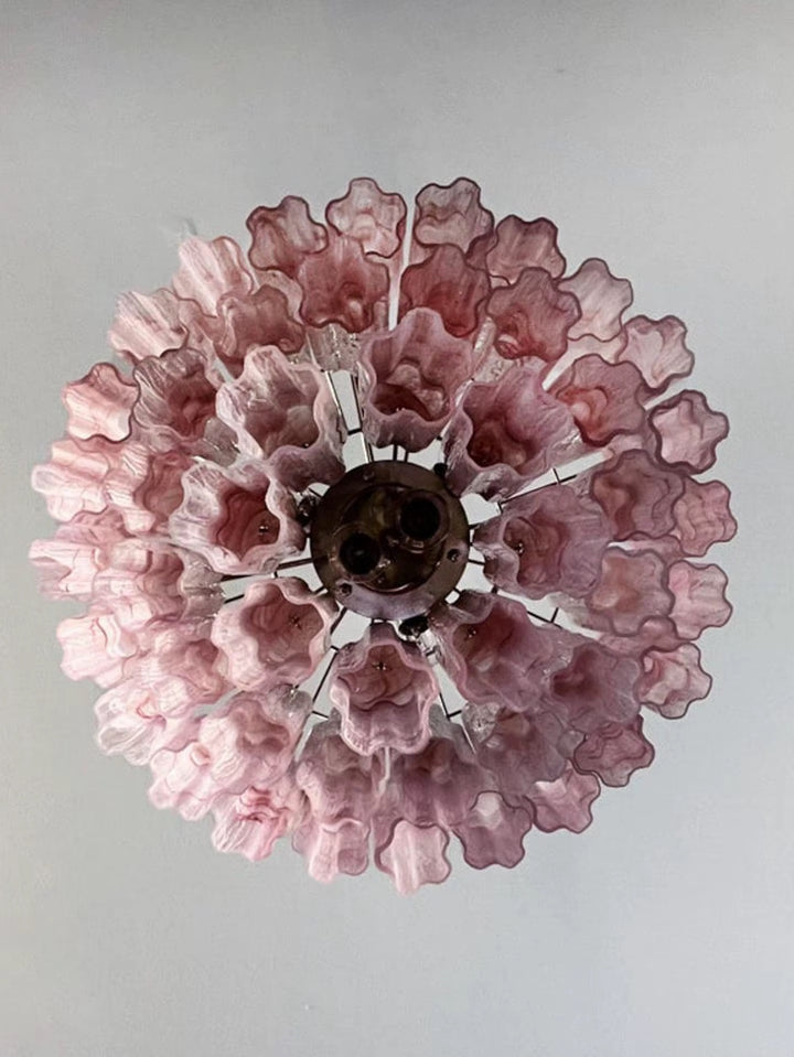 Blush Pink Murano Glass Tiered Chandelier
