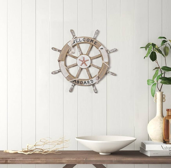 Nautical Welcome Wheel Decor