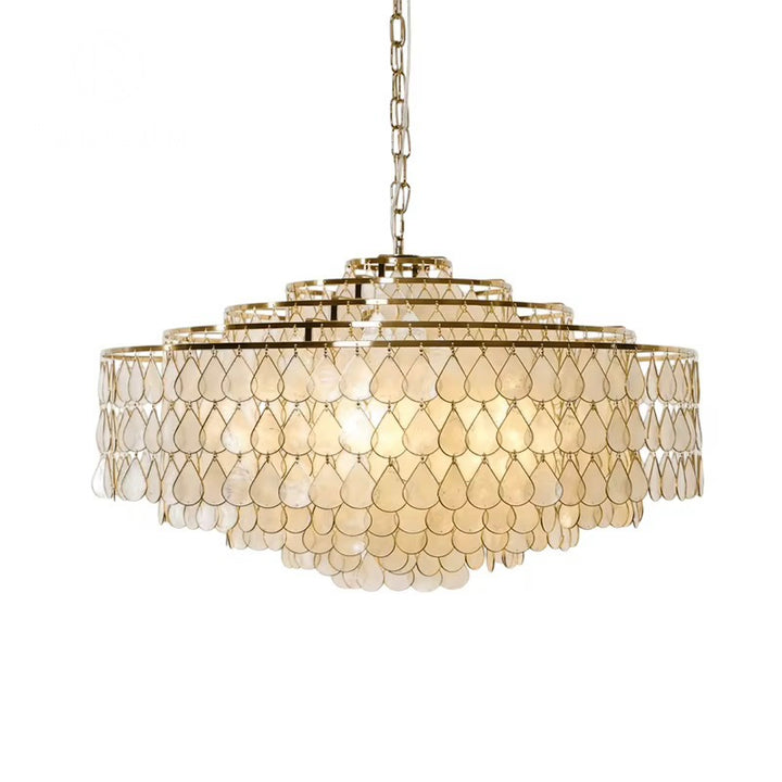 Gold-Tone Teardrop Beaded Drum Chandelier