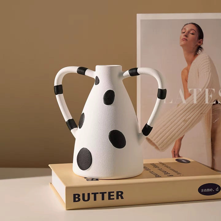Modern Polka Dot Ceramic Art Vase