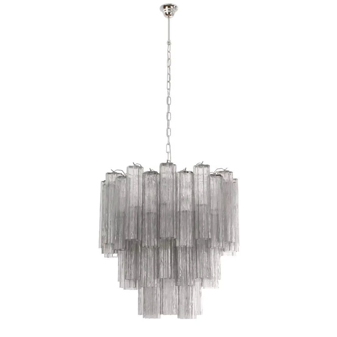 Gold-Tone Murano-Style Glass Tube Chandelier