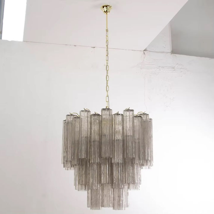 Gold-Tone Murano-Style Glass Tube Chandelier