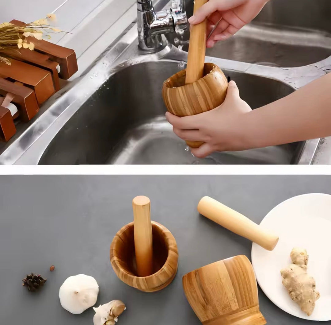 Bamboo Mortar and Pestle
