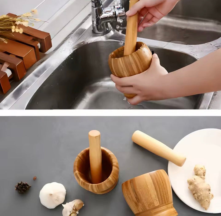 Bamboo Mortar and Pestle