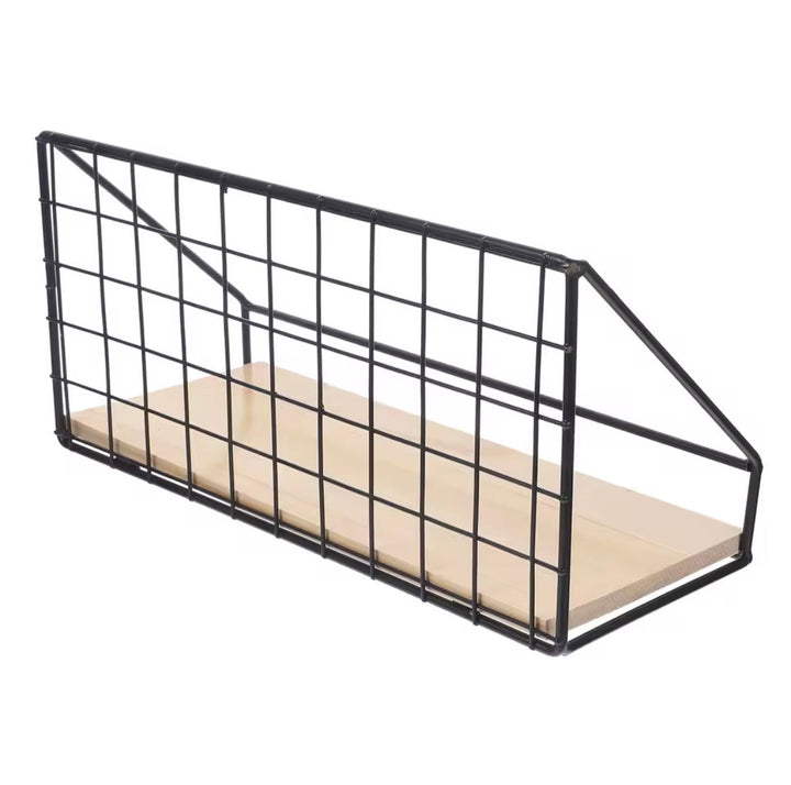 Industrial Metal Grid Wall Shelf