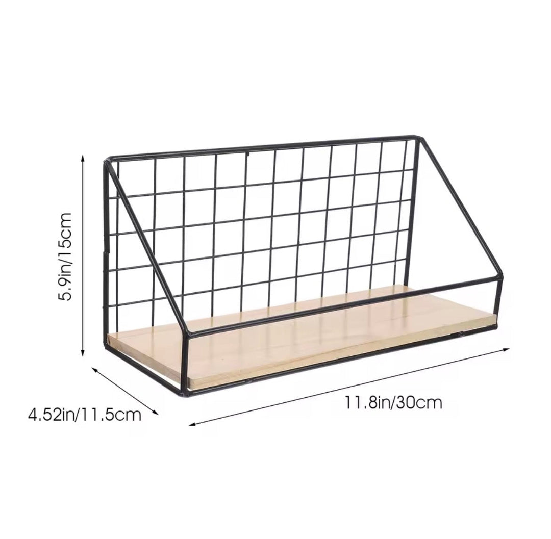 Industrial Metal Grid Wall Shelf