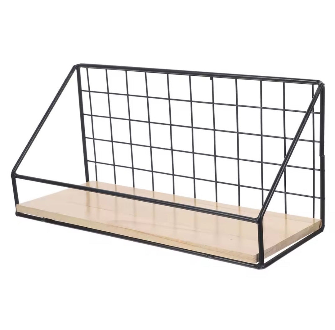 Industrial Metal Grid Wall Shelf