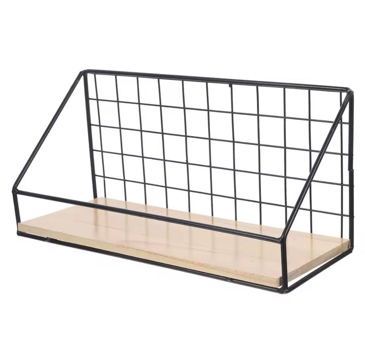 Industrial Metal Grid Wall Shelf