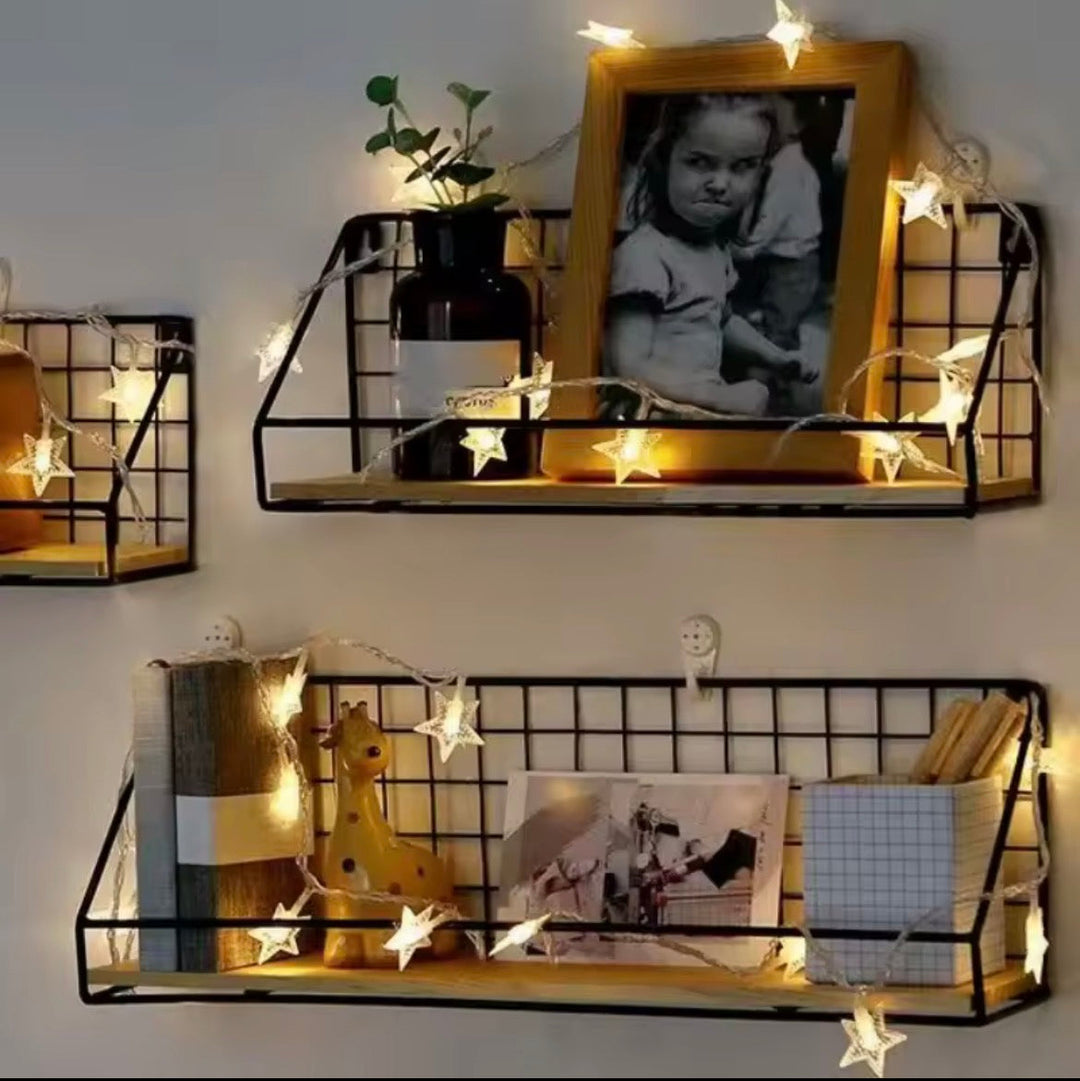 Industrial Metal Grid Wall Shelf