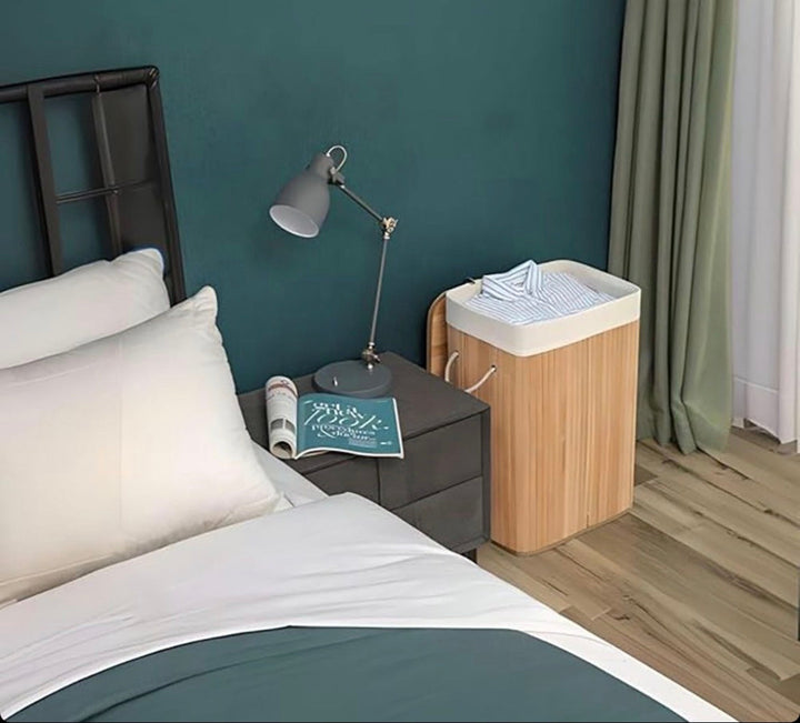 Bamboo Laundry Hamper with Lid and Rope Handles