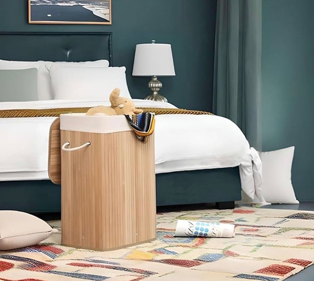 Bamboo Laundry Hamper with Lid and Rope Handles