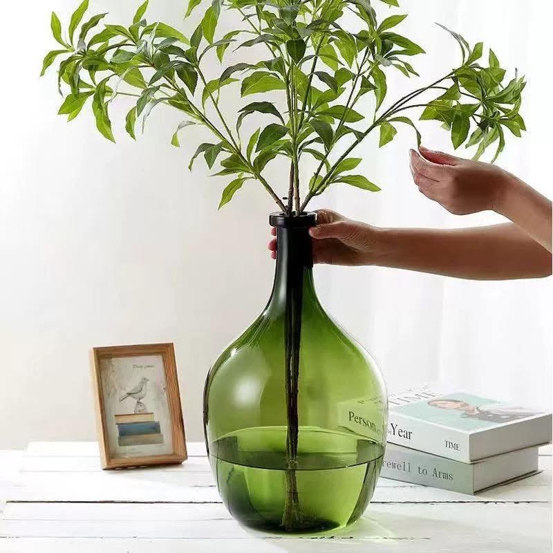 Green Transparent Glass Vase Set