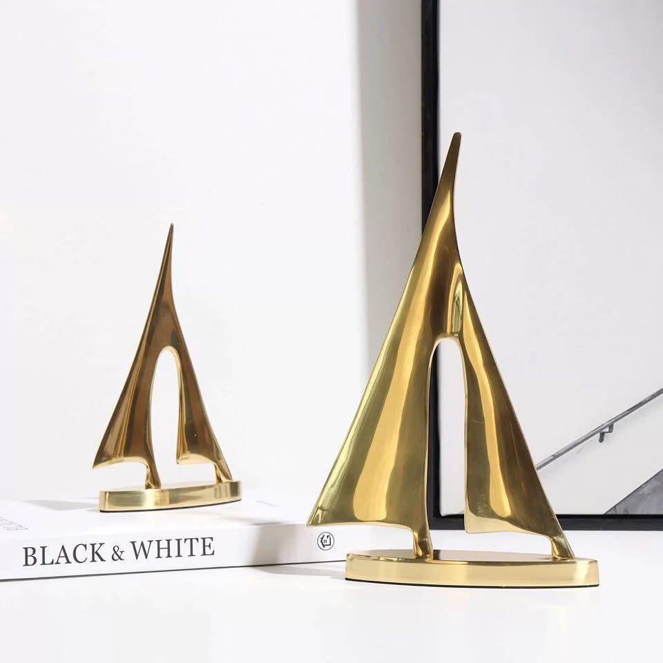 Gold Abstract Sailboat Sculpture Set of 2
