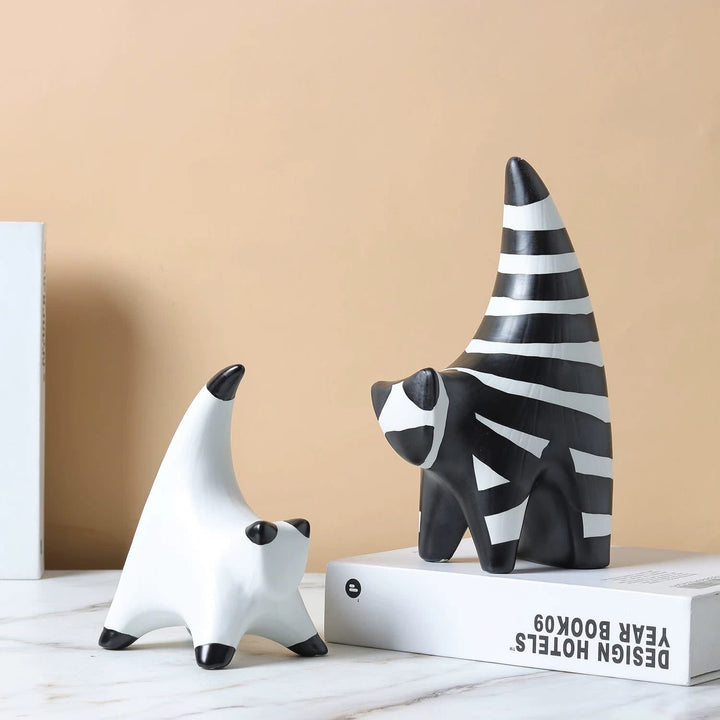 Black & White Modern Cat Figurine Set