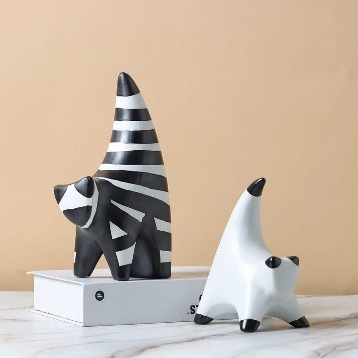 Black & White Modern Cat Figurine Set