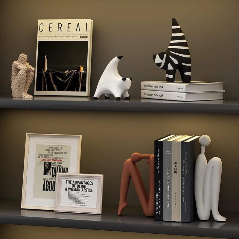 Black & White Modern Cat Figurine Set