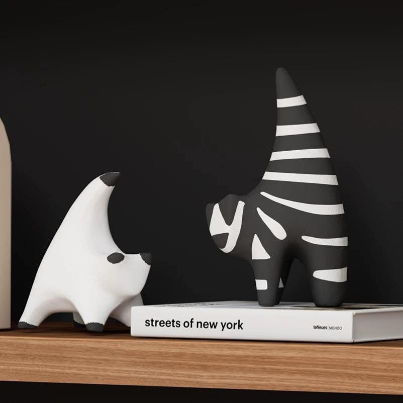 Black & White Modern Cat Figurine Set