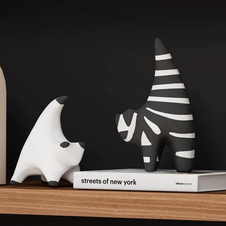 Black & White Modern Cat Figurine Set