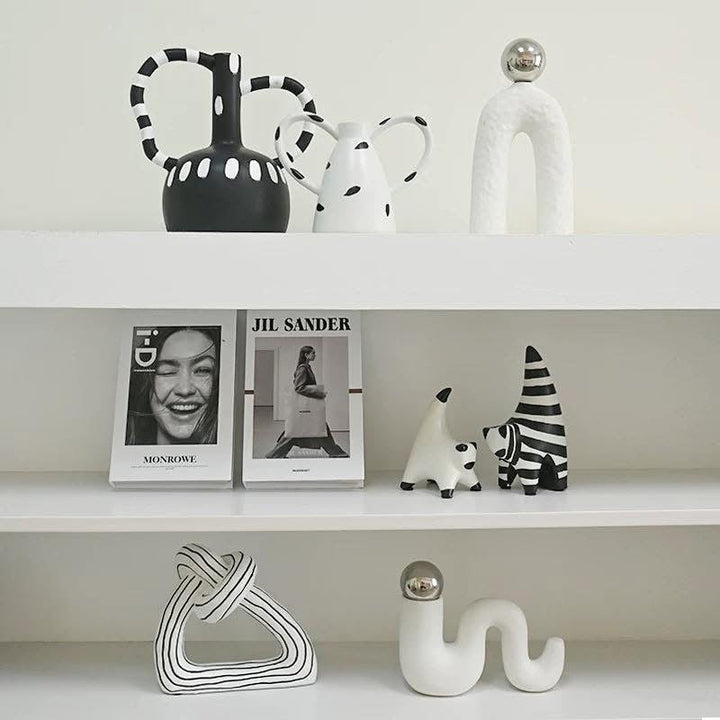 Black & White Modern Cat Figurine Set