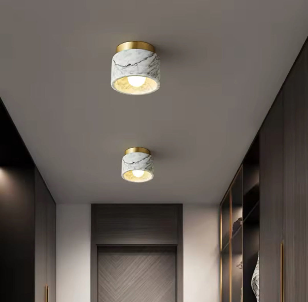 Modern Ceiling Spotlight with Marble and Gold Accents