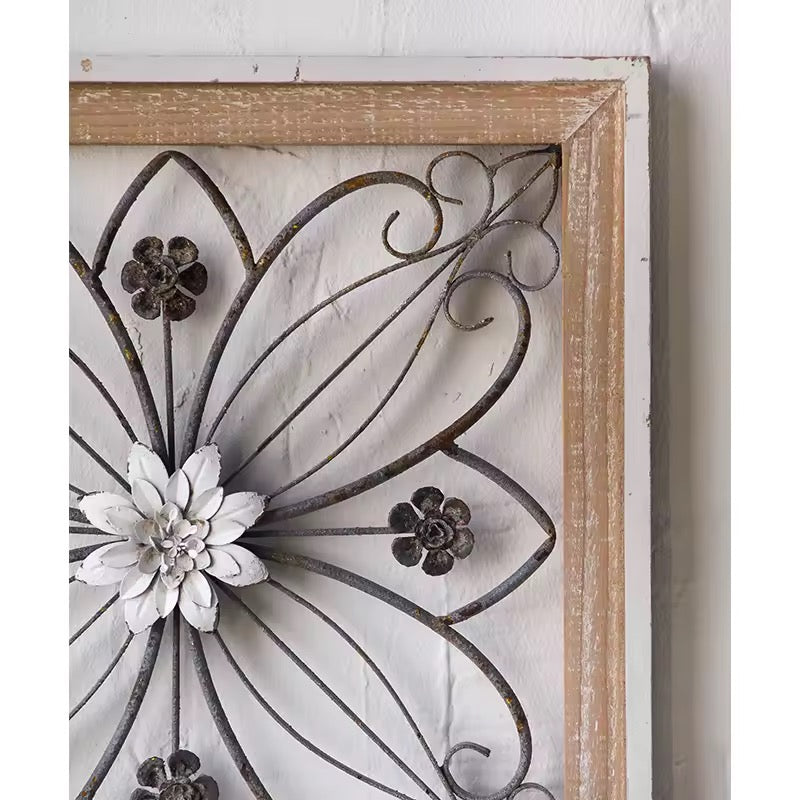 Rustic Floral Metal Wall Art