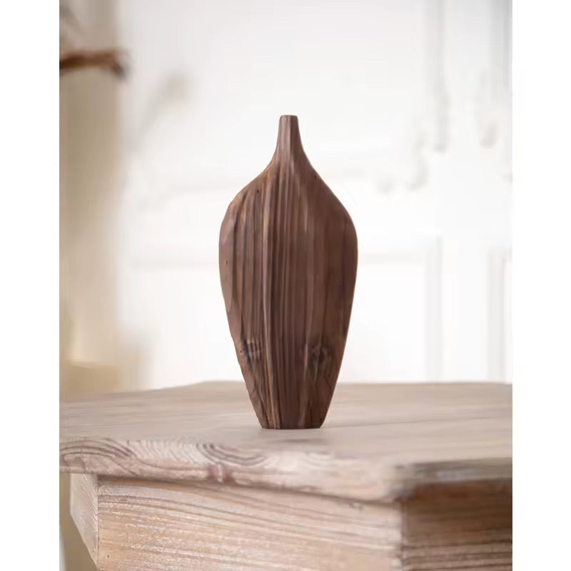 Carved Wooden Decorative Vase Set of 2