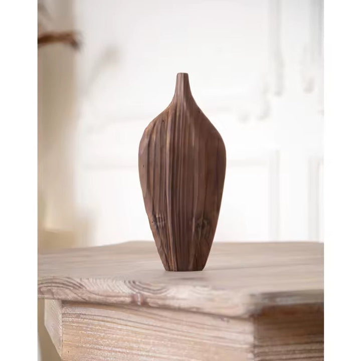 Carved Wooden Decorative Vase Set of 2