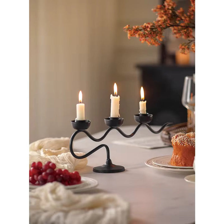 Modern Black Wave Candle Holder