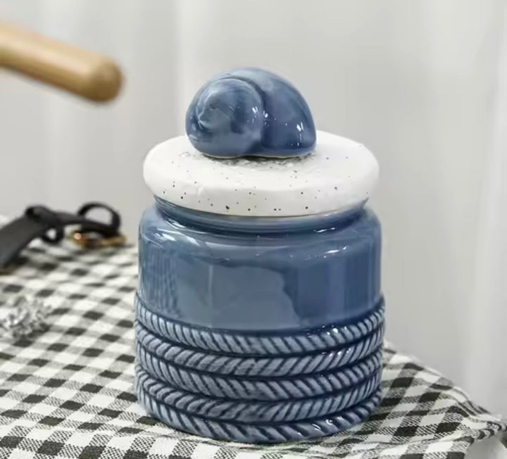 Ocean-Inspired Ceramic Jar Set of 3