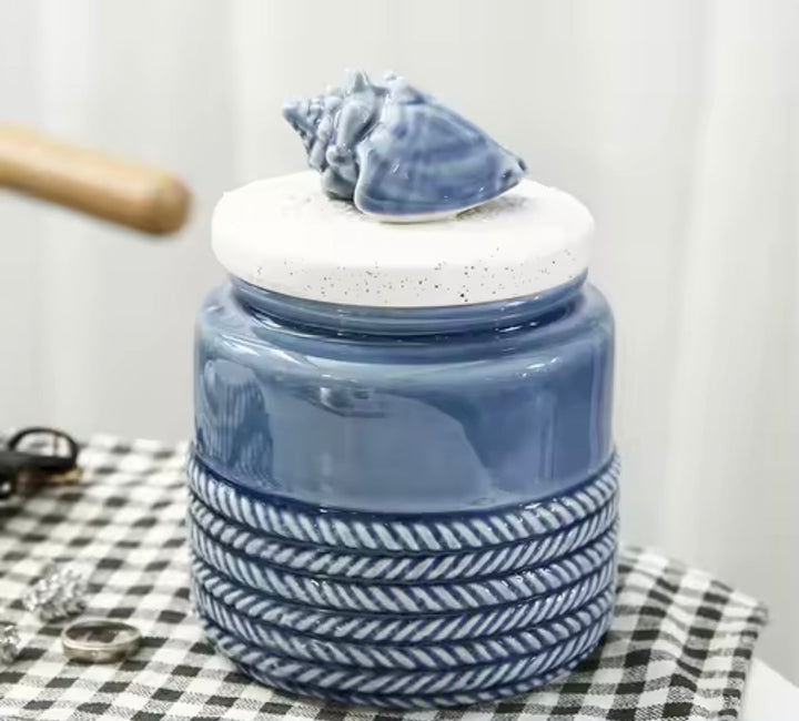 Ocean-Inspired Ceramic Jar Set of 3