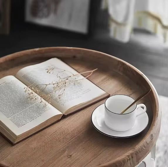 Rustic Carved Metal Coffee Table Set