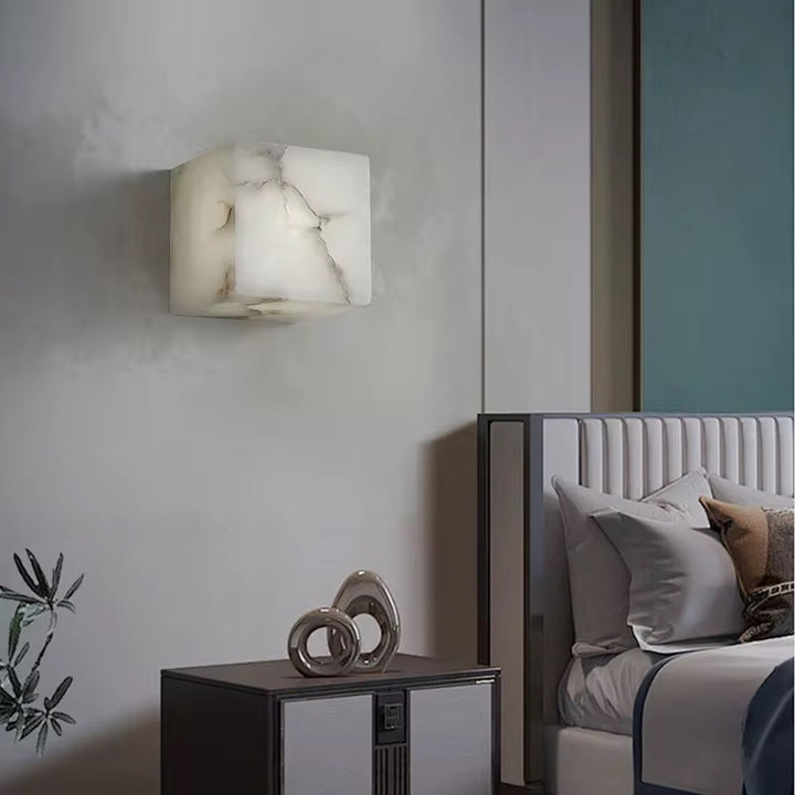 Alabaster Cube Wall Light
