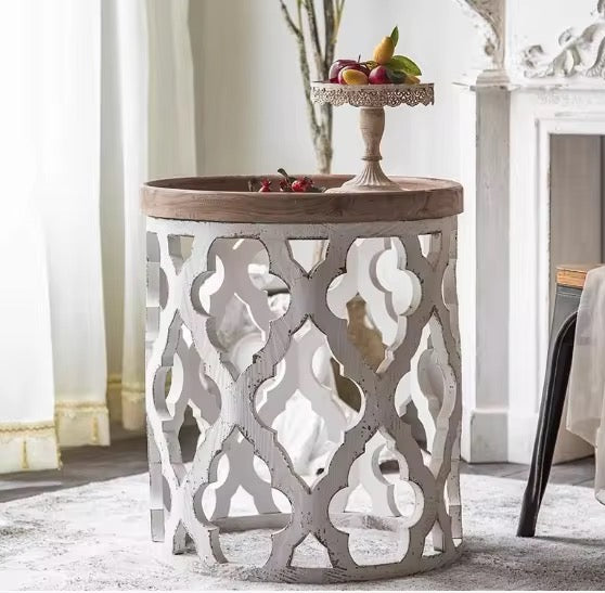 Rustic Carved Metal Coffee Table Set