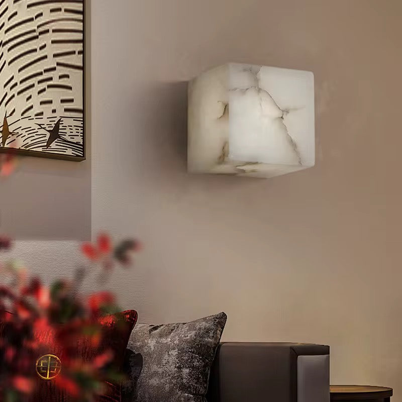 Alabaster Cube Wall Light