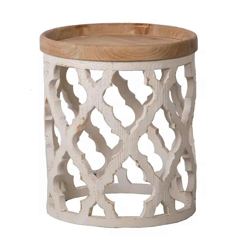 Rustic Carved Metal Coffee Table Set