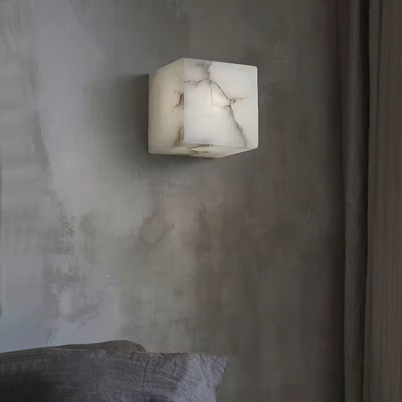 Alabaster Cube Wall Light