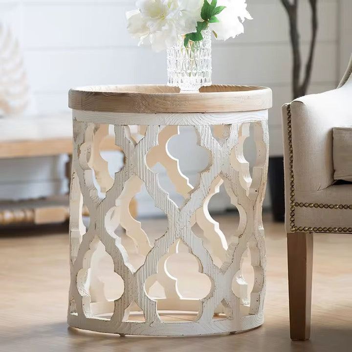 Rustic Carved Metal Coffee Table Set