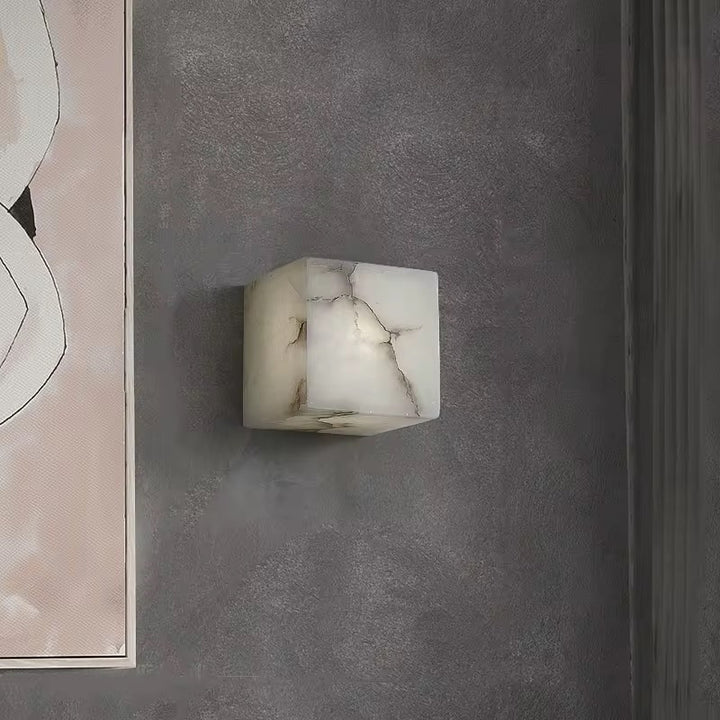 Alabaster Cube Wall Light
