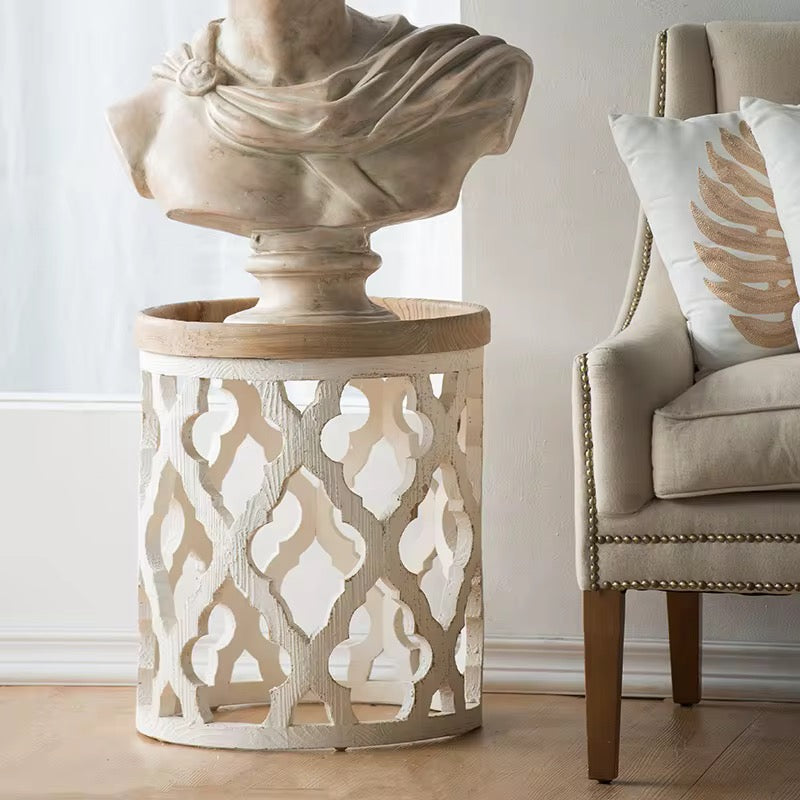 Rustic Carved Metal Coffee Table Set