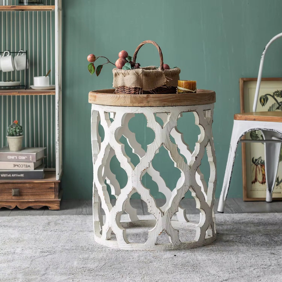 Rustic Carved Metal Coffee Table Set