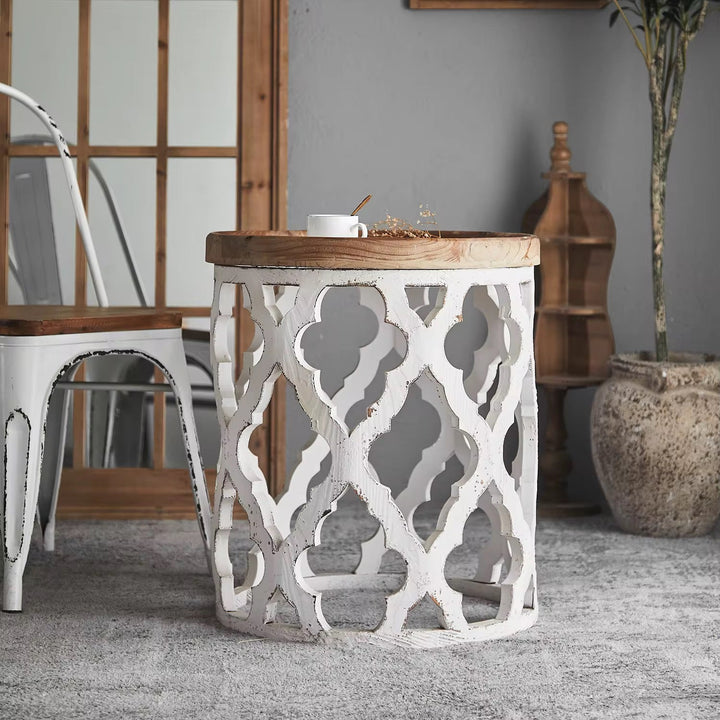 Rustic Carved Metal Coffee Table Set